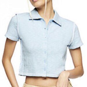 Forever 21 Juniors Womens Short Sleeve Button-Down Shirt C5